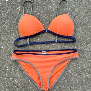 Aerie Orange and Navy Bikini Set